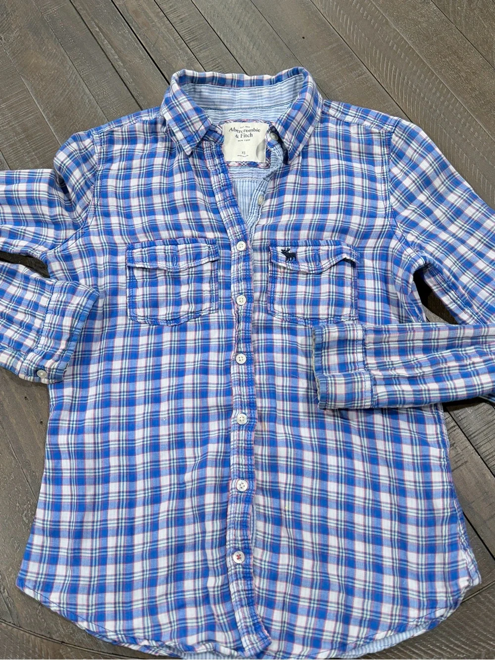 Abercrombie & Fitch Women’s XS Plaid Button Down Shirt Double Pocket - Picture 2 of 2